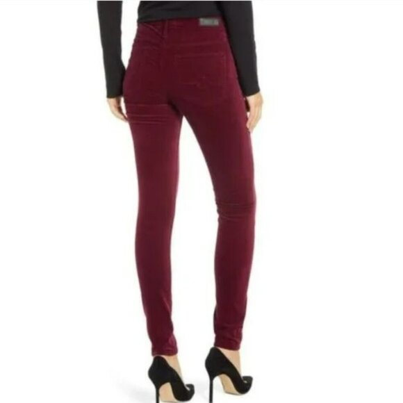 AG Adriano Goldschmied The Farrah High Waist Marron Peak Velvet Skinny Jeans 30R - Picture 3 of 13